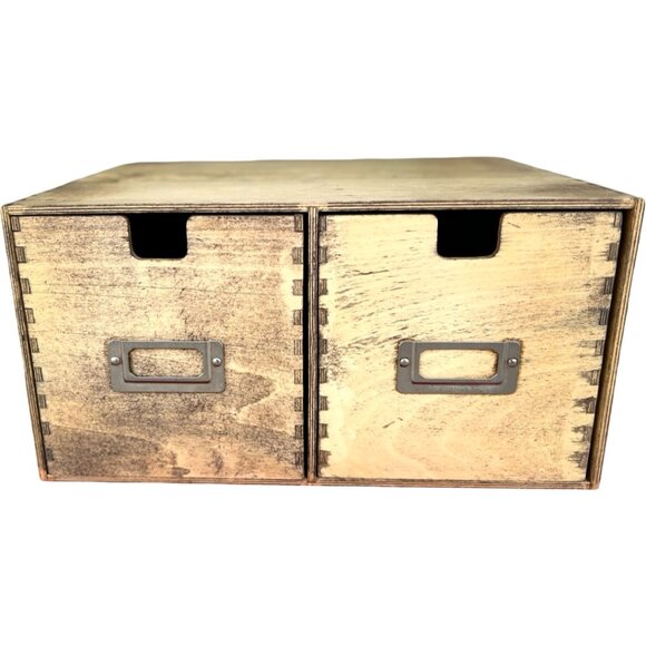 IKEA FIRA Wooden Drawer Organizer – Rustic Stained 2-Drawer Storage Cabinet (Dis - Picture 1 of 10